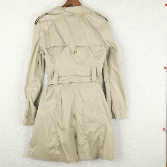 United Colors Of Benetton Trench Coat Womens 44 12 Beige Short Belted Classic - Picture 6 of 11